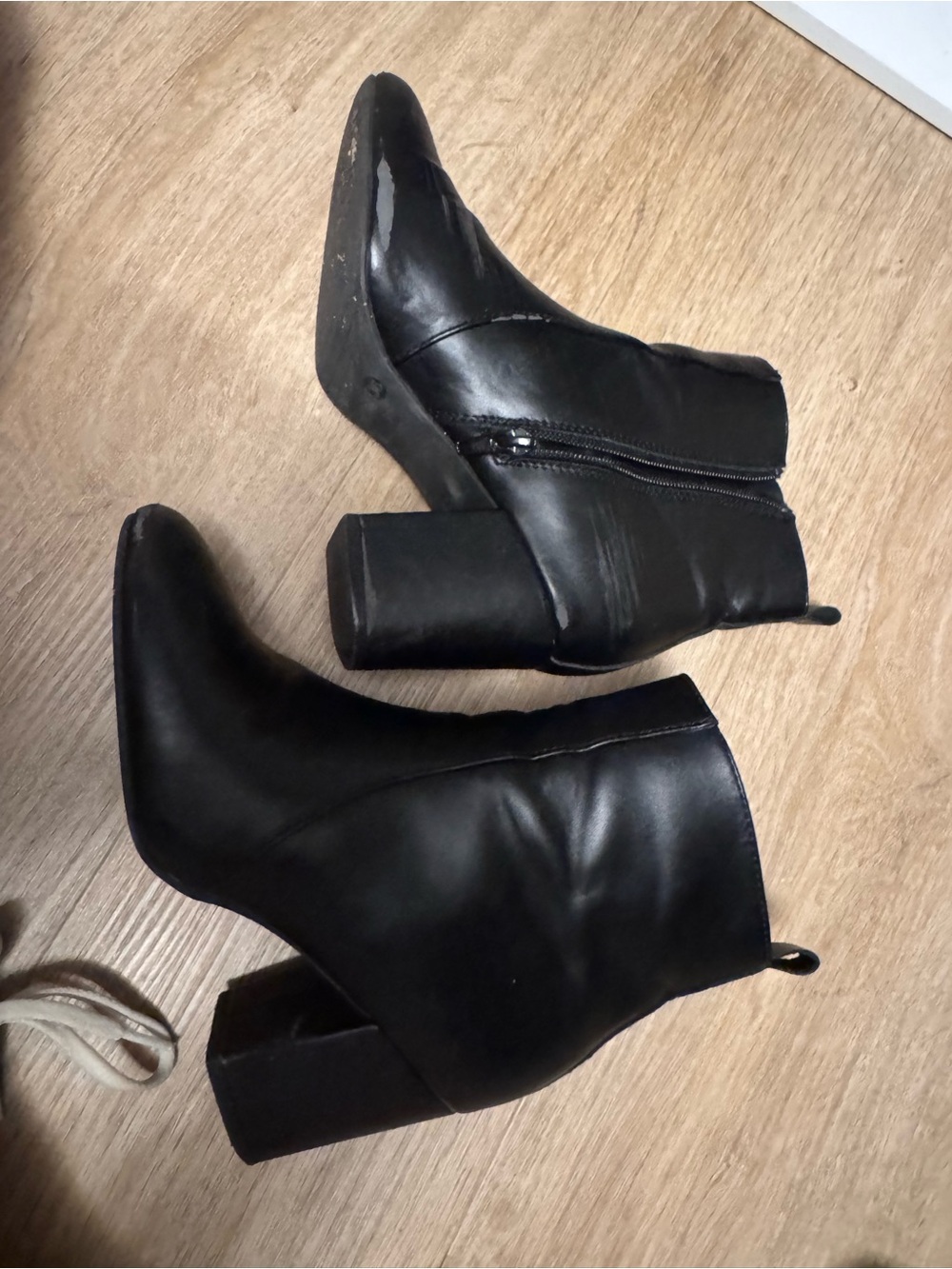 Black High Heel Ankle Boots with Side Zip